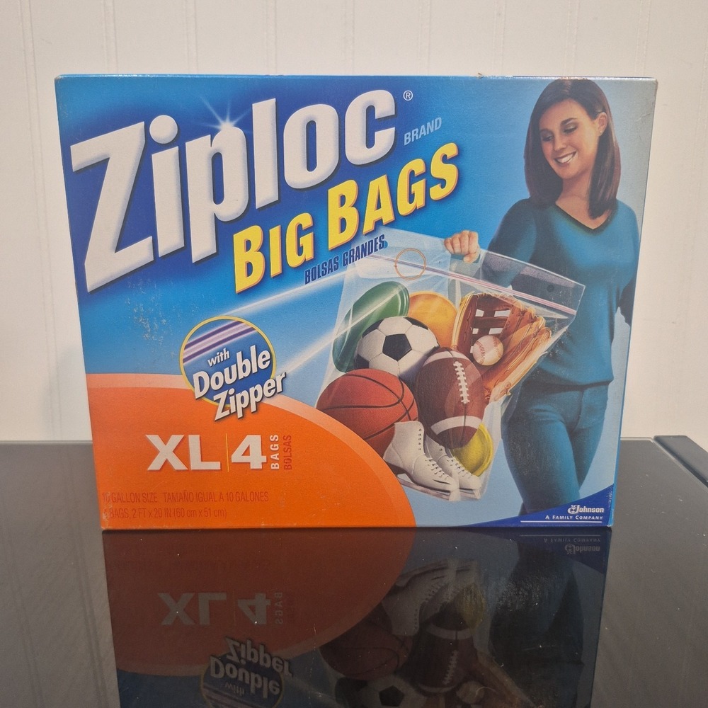 NEW Ziploc XL (4) Big Bags Discontinued Storage Zipper